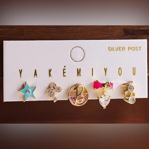 14K Gold Plated Barbie Theme Earrings Stud Mismatched Set